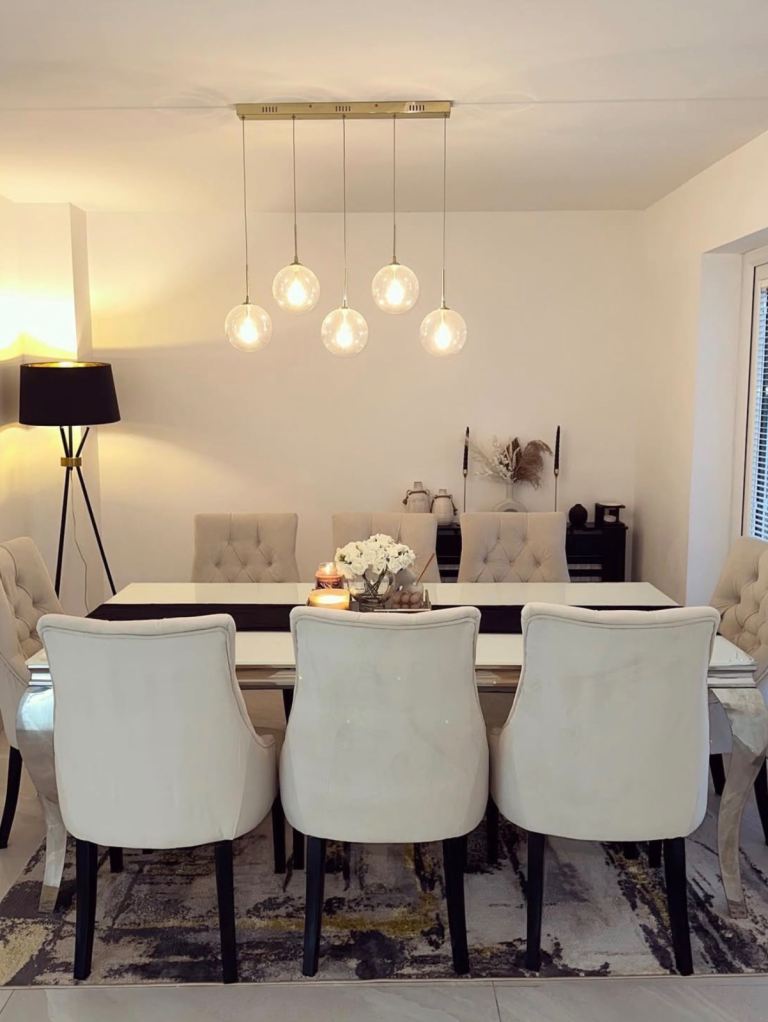 Tempered glass 8 seater dining table 