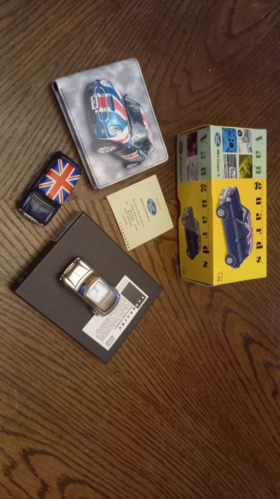 Retro Mini Cooper Collectibles - Wallet and Model Cars