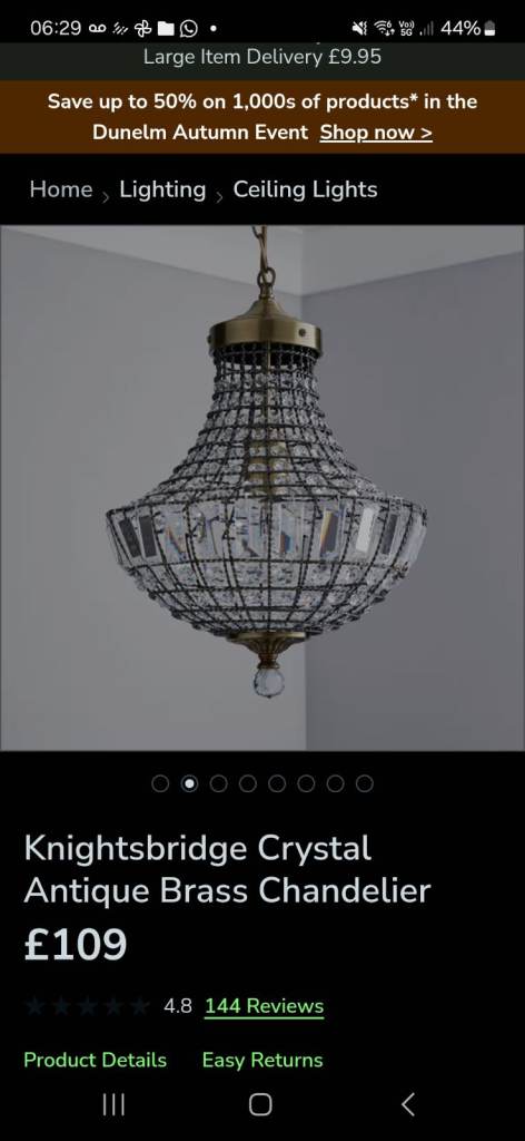 Knightsbridge Crystal Antique Brass Chandelier 