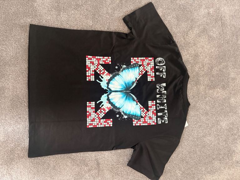 OFF-WHITE Black T-Shirt with Butterfly Design