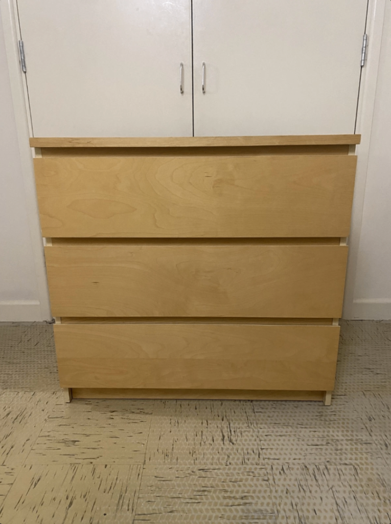 IKEA MALM Chest of 3 drawers, stained oak veneer, 80x78 cm