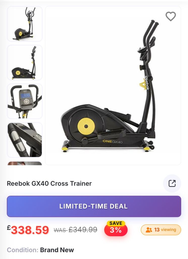 Cross trainer Reebok One GX40. Great condition.