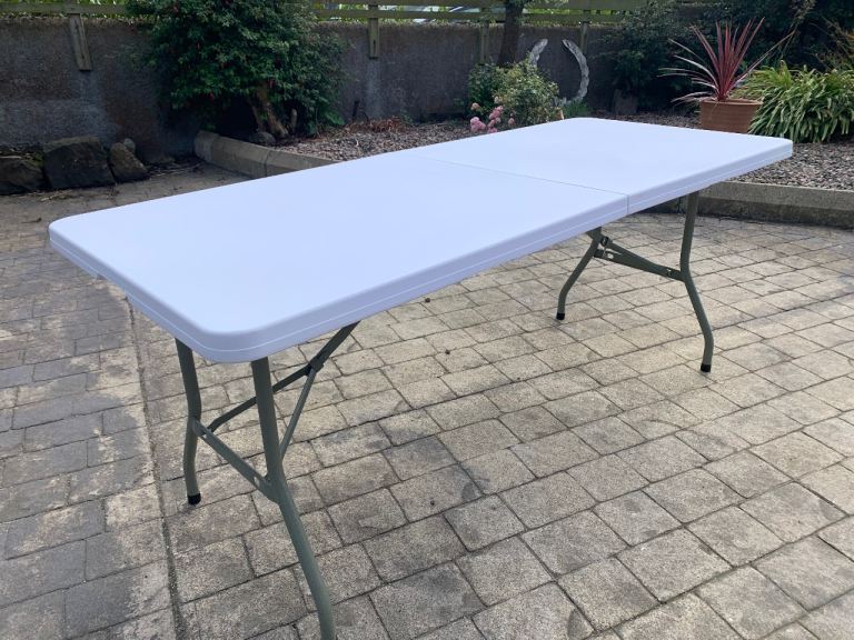 Large White Rectangular Folding Table, 6ft