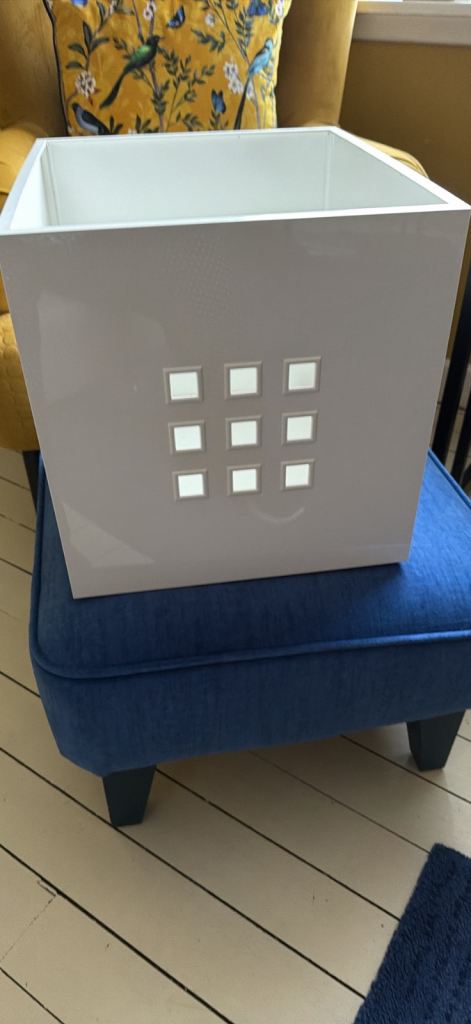 FREE Stylish white Storage Box with Square Cutouts – Good Condition