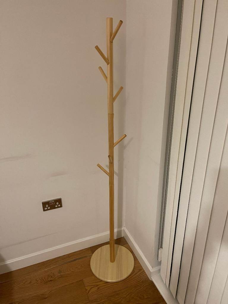 Free standing wooden coat rack