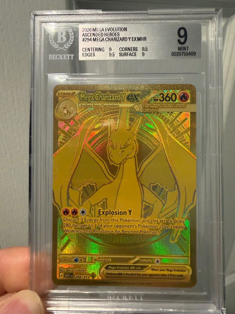 Pokemon Mega Charizard Y EX Gold Card - Beckett Graded 9 MINT
