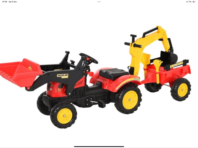 Kids ride on tractor and trailer set with digger and tipper all sealed in box £65