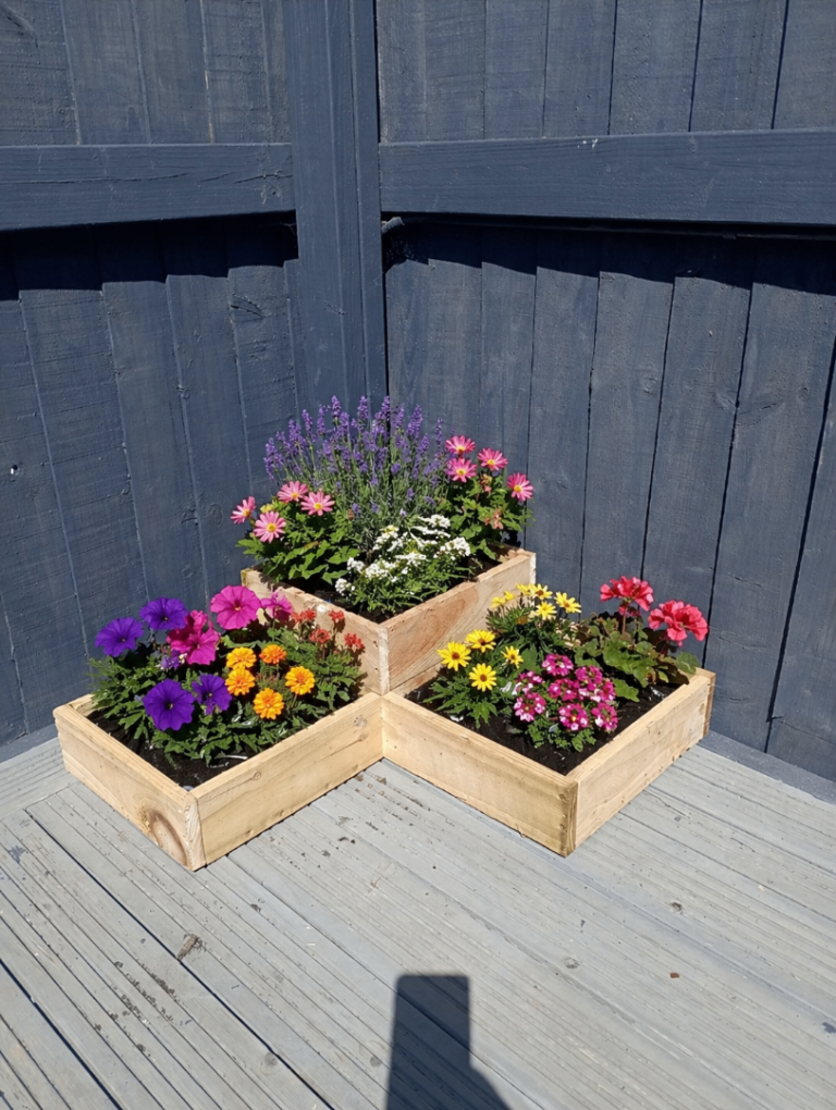 Handmade corner wooden planter