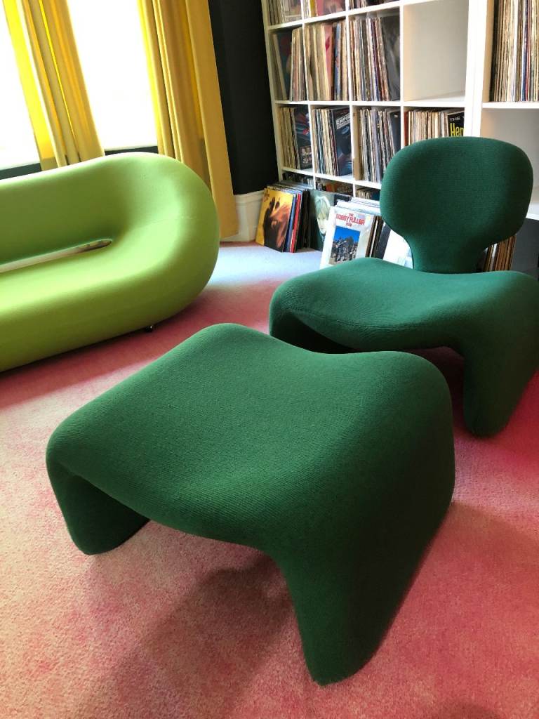 Dijnn Chair and Footstool, designed by Olivier Mourgue. France, Airborne, 1965. 