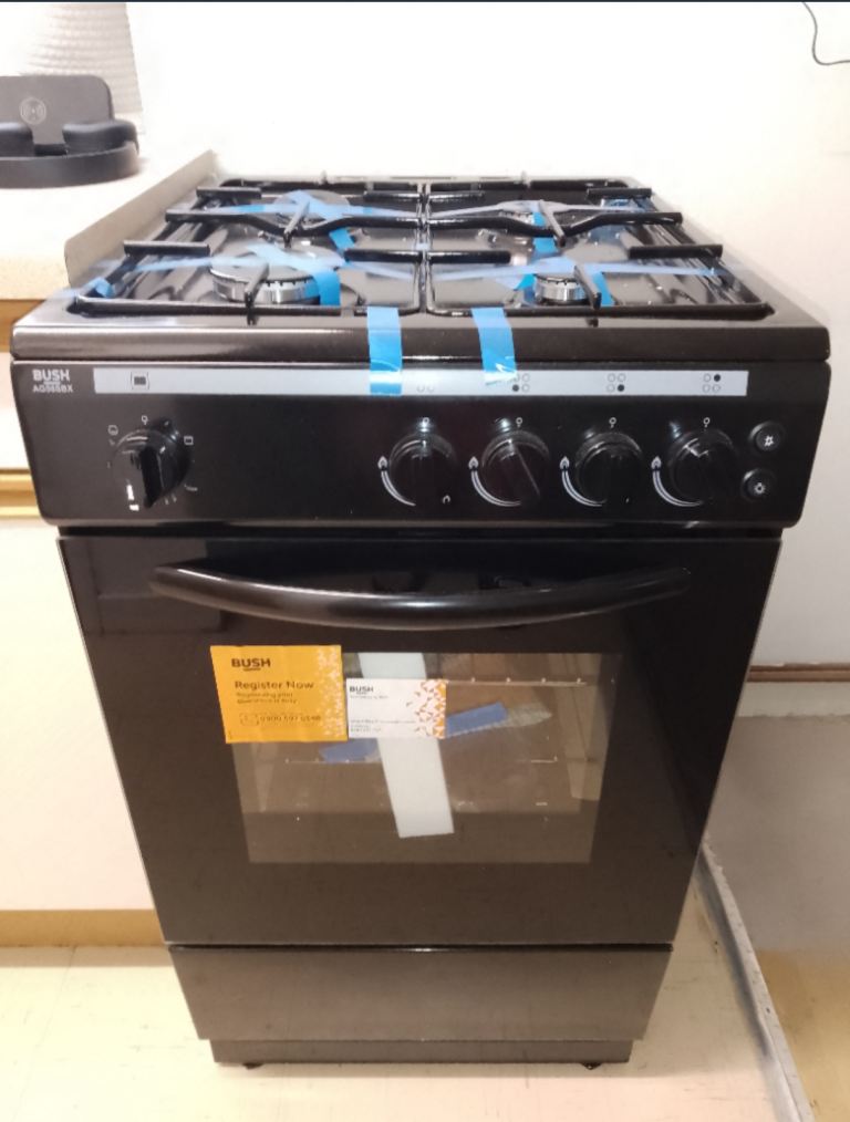 Bush AG56SBX 50cm Single Oven Gas Cooker - Black