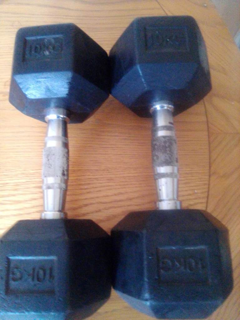 Set of 2  solid 10kg dumbells 