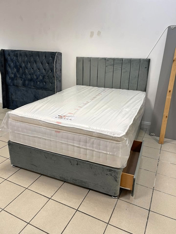 ✨Brand New Stunning & Modern 4ft6 Luxury Double Divan Bed With Mattress ~ Quick & Free Delivery🚛