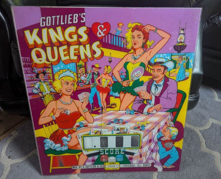 1965 GOTTLIEB'S 'KINGS & QUEENS' ARCADE MACHINE ARTWORK!