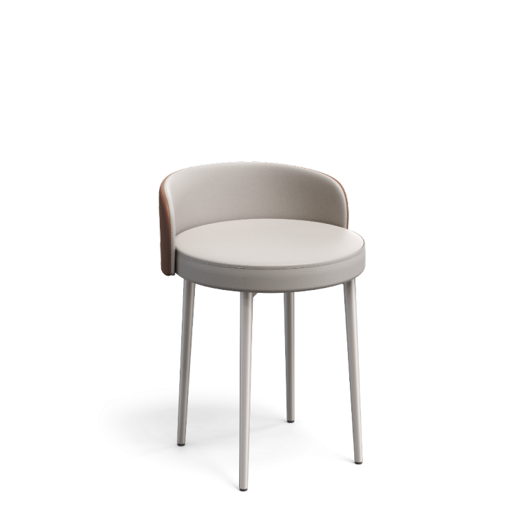 The Curve + Trio Stool: Gentle Back. Slender Legs. Quiet Elegance.