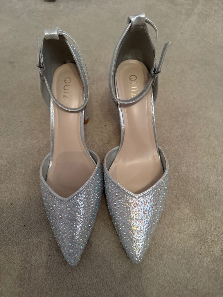 Quiz Ladies Silver Sparkle Shoes UK Size 8