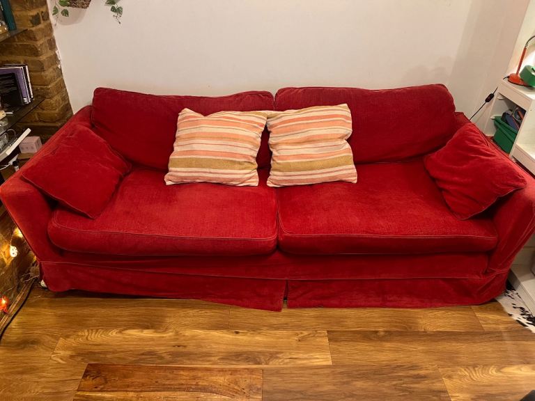image for Large Sofa in Red 250cm x 105cm (splits into two parts)