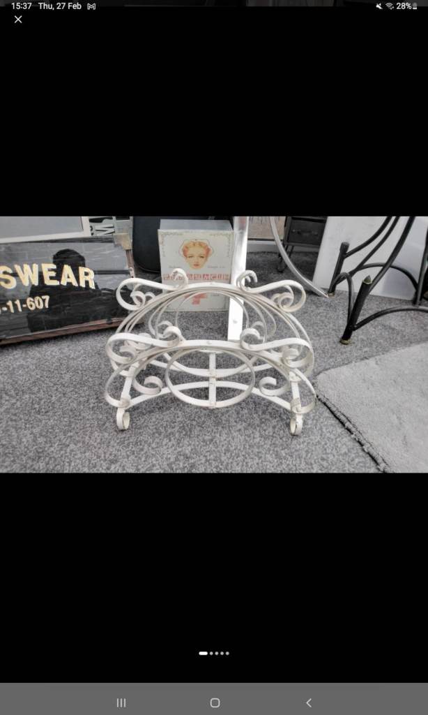 Vintage wrought iron hand made magazine rack lovely ornate 