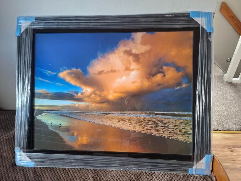  framed coastal scene art titled "Sunset on the ocean, New South Wales, Australia"