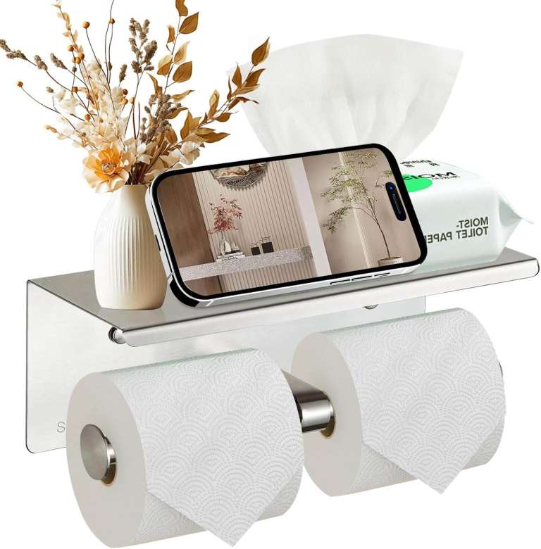 NEW & BOXED - DarMoi Double Toilet Roll Holder Wall Mounted Stainless Steel 