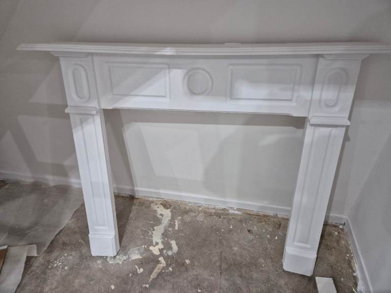 White Wooden Fire Surround - Decorative Mantelpiece
