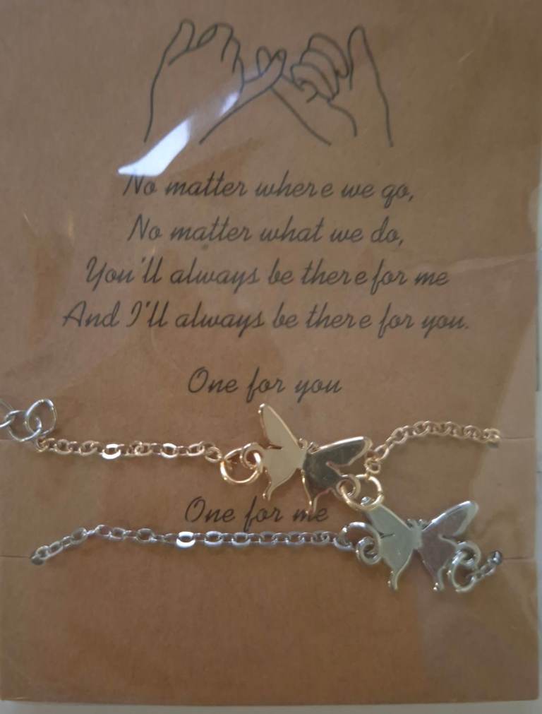 set of matching butterfly friendship bracelets brand new 