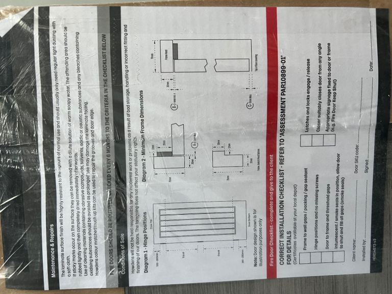 Howdens FD30 Internal Daytona Grey Laminate Door Brand New