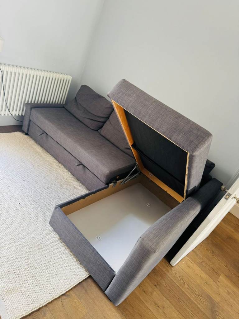 Grey Corner Sofa Bed with Storage – Good Condition
