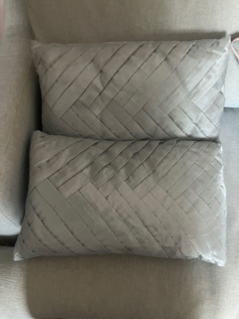 Duck egg blue pleated cushions x 2