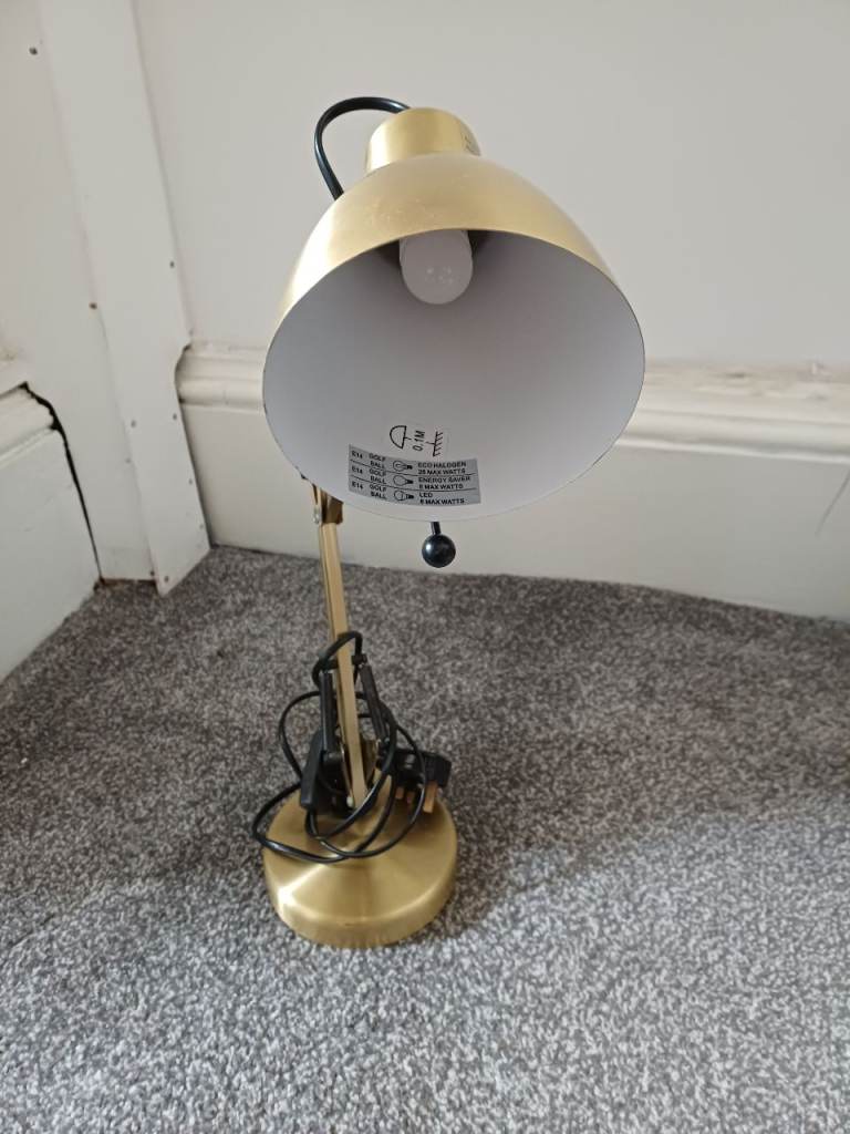 Gold Metal Desk Lamp – Good Condition