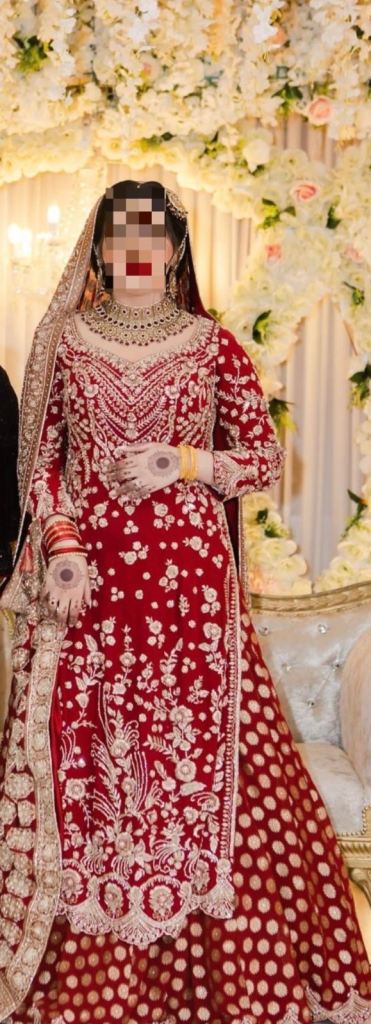 Beautiful Red Bridal Lengha with Intricate Gold Embroidery