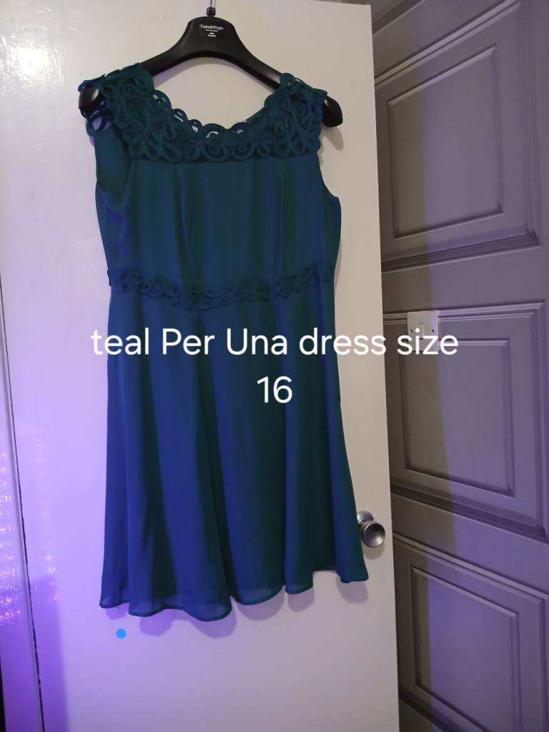 Per Una Teal Dress Size 16 with Lace Detail