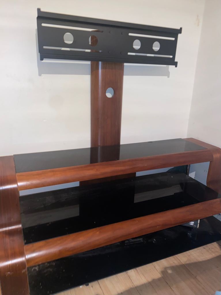 Modern Walnut & Black Glass 3 Tier/Media Unit, £45 can deliver, 