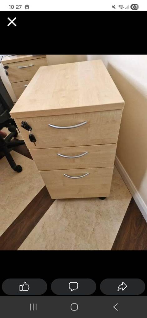 Wooden Office Filing Cabinet with 3 Drawers