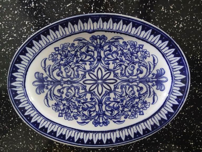 Teutonic Caulodn Decorative Blue and White Platter