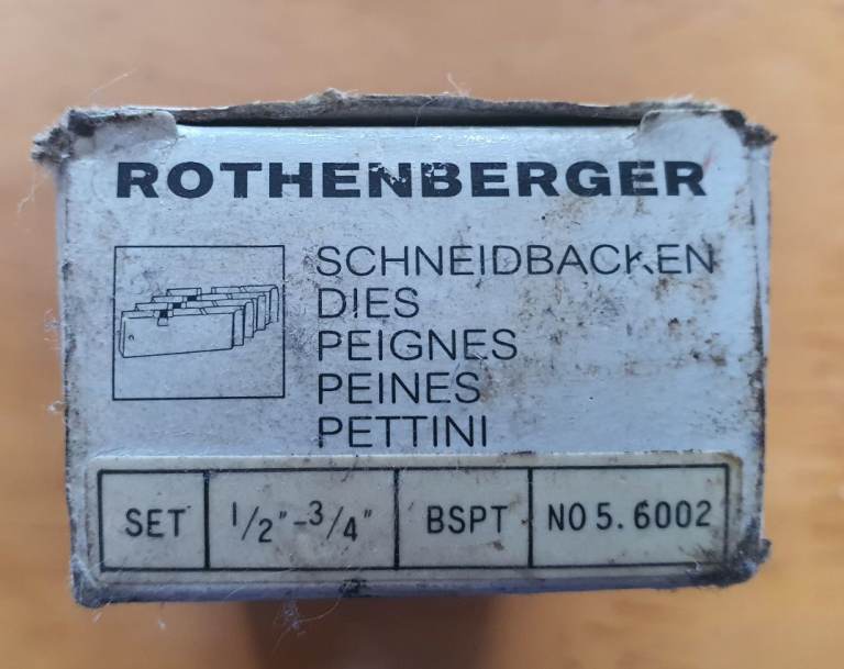 For sale is a set of Rothenberger Pipe Threading Dies