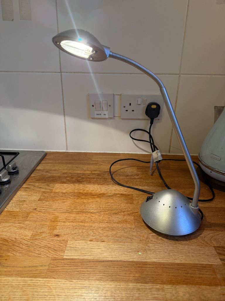 Versatile Flexible Desk / Table Lamp - Silver Finish