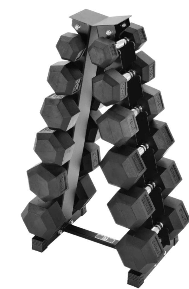 5kg-30kg Hex Dumbbell Set & 6-Tier Rack