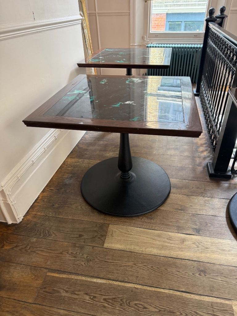 Cast iron  Table Base With Wood And Marble Table Top