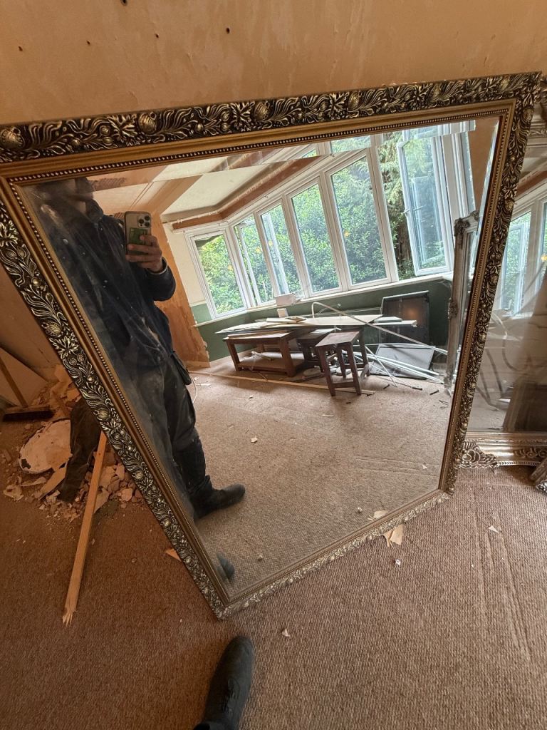 Large Gold Framed Mirror – Ornate Design