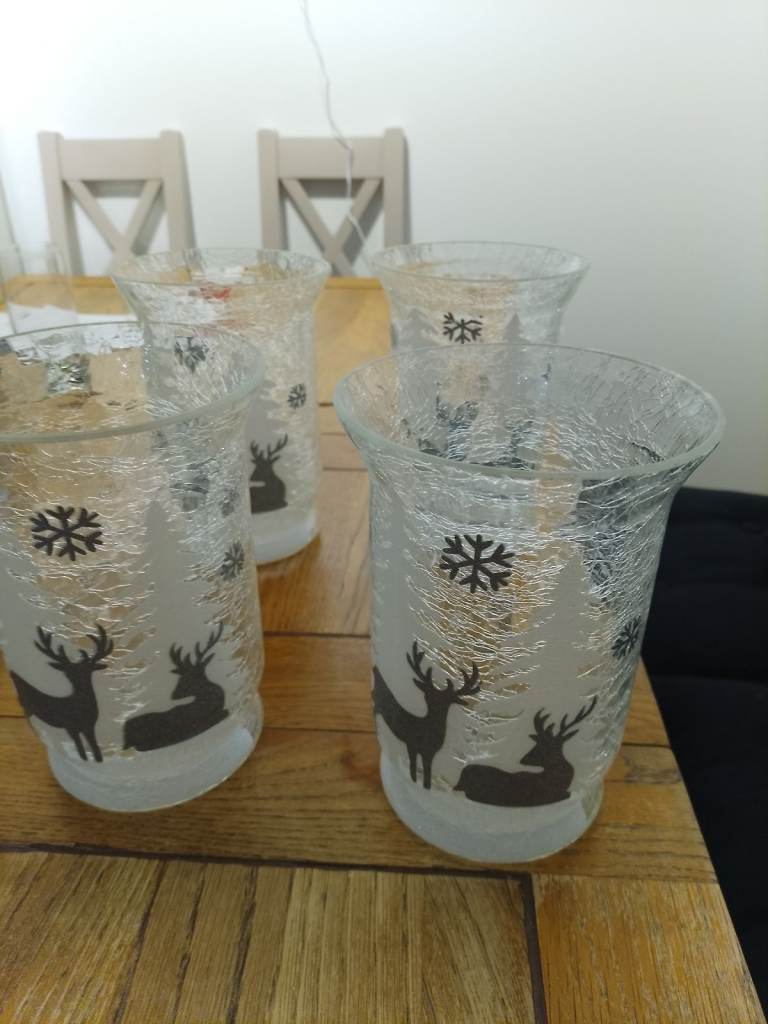 4 Christmas Candle Holders 