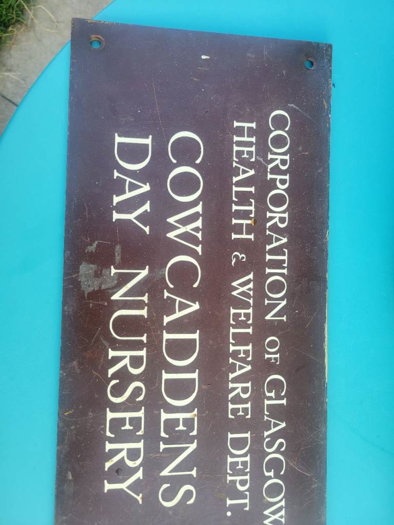 Vintage nursery sign from Cowcaddens nursery 1960s 