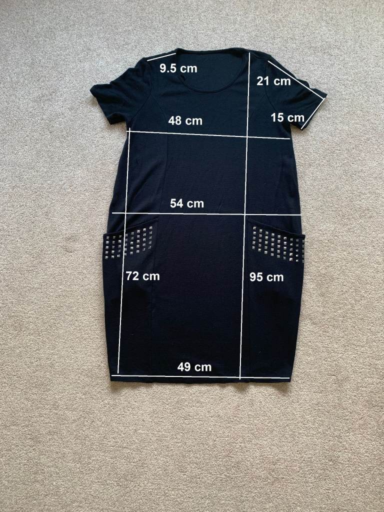 Black Pocket Stud Detail Slouch Dress from Roman UK size 16