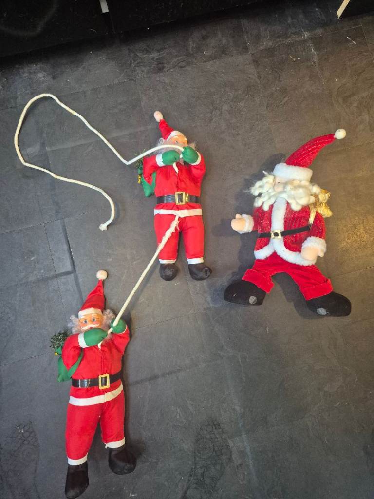 2 x small hanging santa claus & 1 wired  standing santa claus