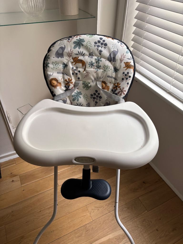 Baby High Chair with Safari Print Insert – Good Condition