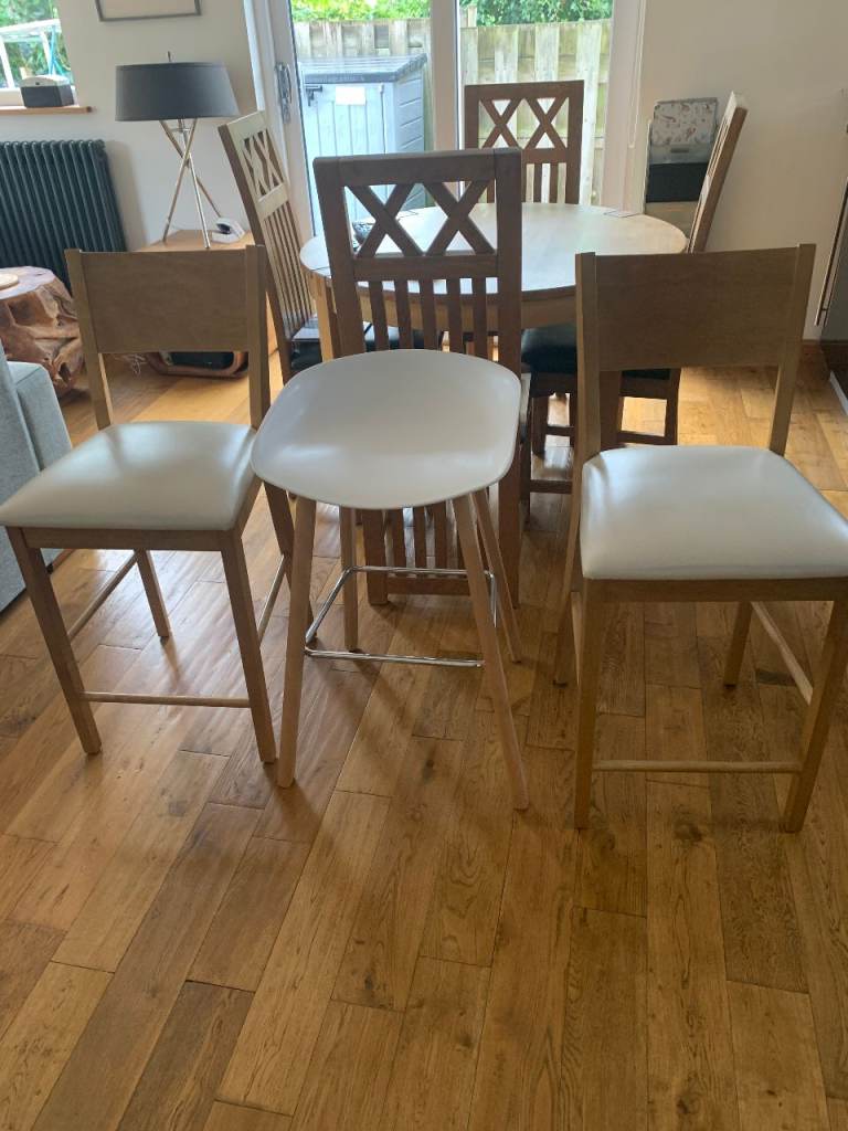 Wooden Dining Chairs and Stool – Good Condition