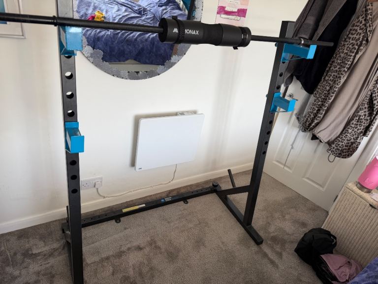 Squat rack and weights 