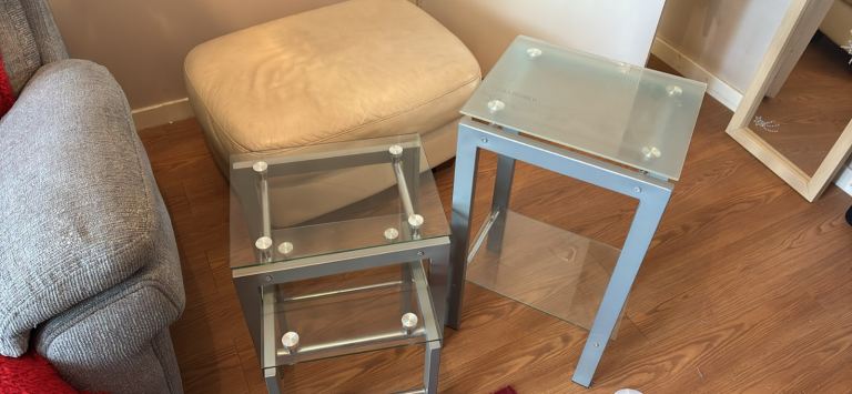 3 x glass tables 