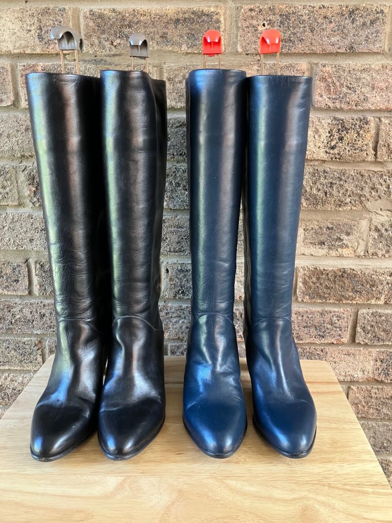 Bally. Knee high leather boots.