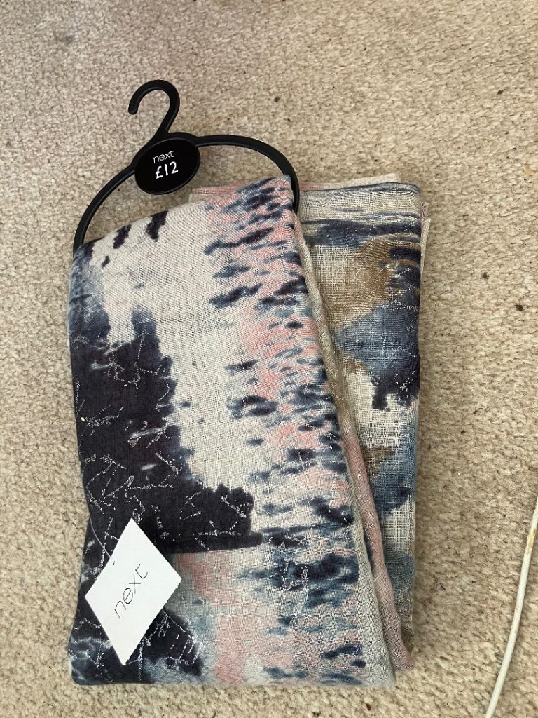 Women’s Next scarf blue pink silver New