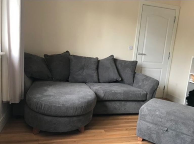 DFS Leonie sofa & matching pouffe with storage.